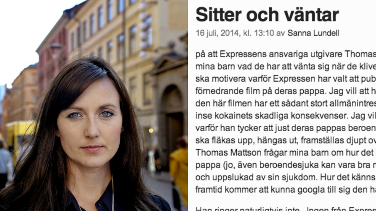 Sanna Lundell väntar på en ursäkt från Expressens chefredaktör Thomas Mattsson. 